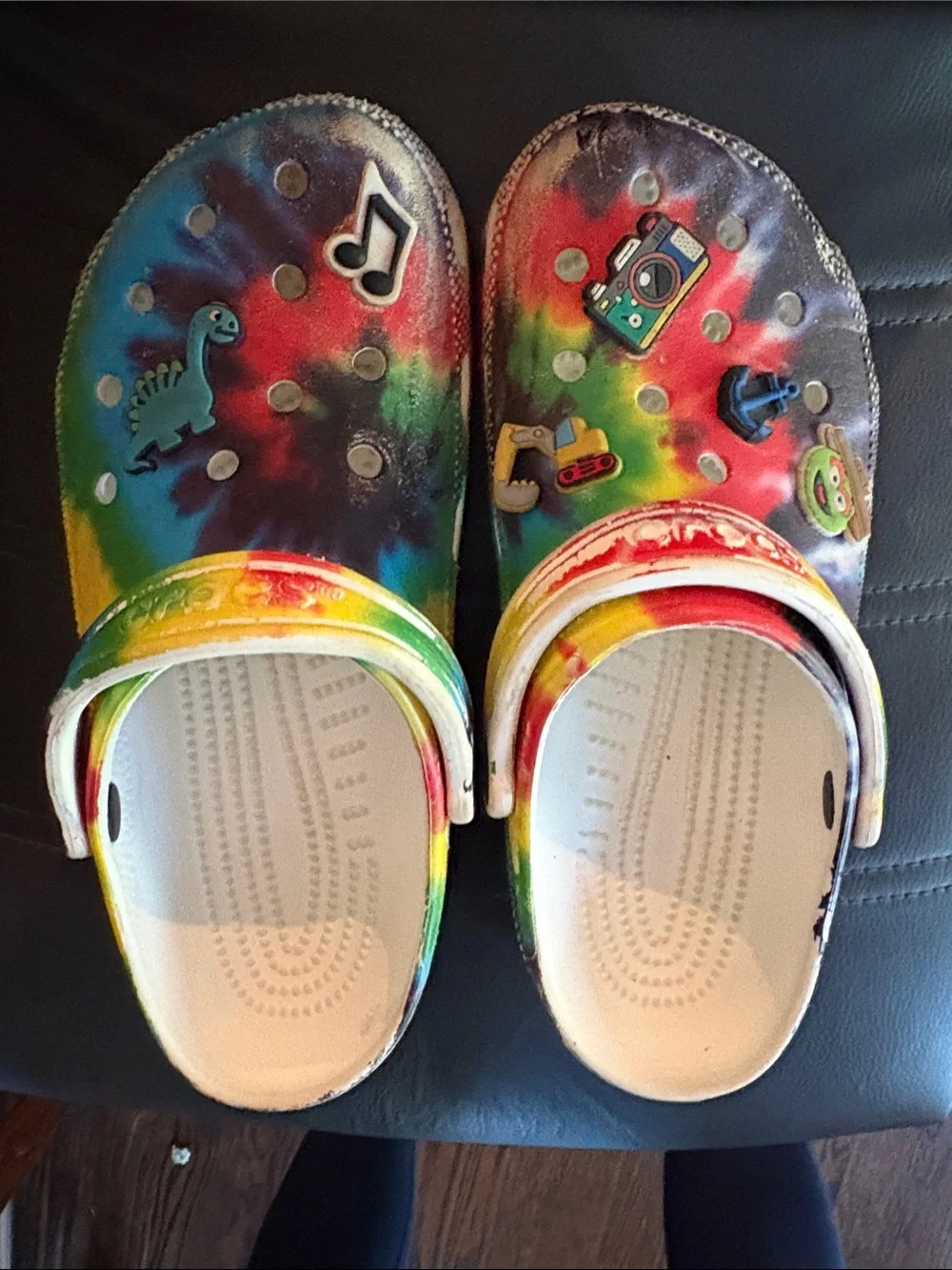 CROCS Rainbow Tie-Dye Clog with Jibbitz Charms - Multicolor